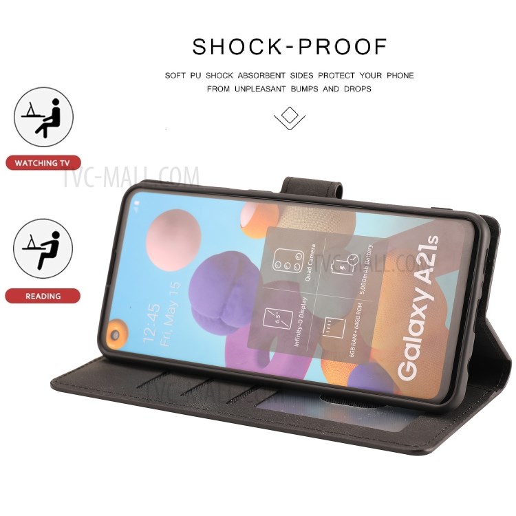 Classic Style Matte Surface Leather Phone Protective Shell for Samsung Galaxy A21s - Black-11