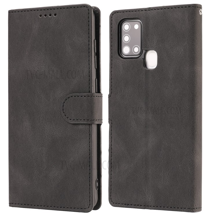 Classic Style Matte Surface Leather Phone Protective Shell for Samsung Galaxy A21s - Black-2