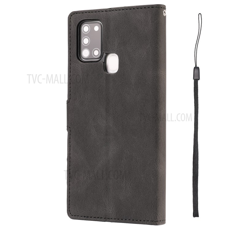 Classic Style Matte Surface Leather Phone Protective Shell for Samsung Galaxy A21s - Black-4