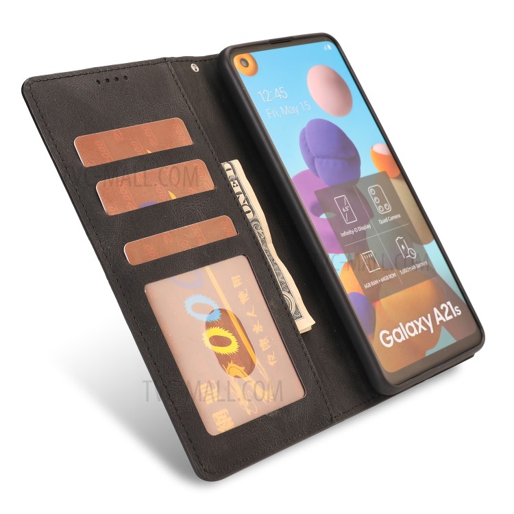 Classic Style Matte Surface Leather Phone Protective Shell for Samsung Galaxy A21s - Black-5