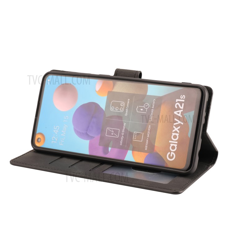 Classic Style Matte Surface Leather Phone Protective Shell for Samsung Galaxy A21s - Black-6