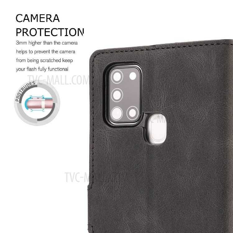 Classic Style Matte Surface Leather Phone Protective Shell for Samsung Galaxy A21s - Black-9