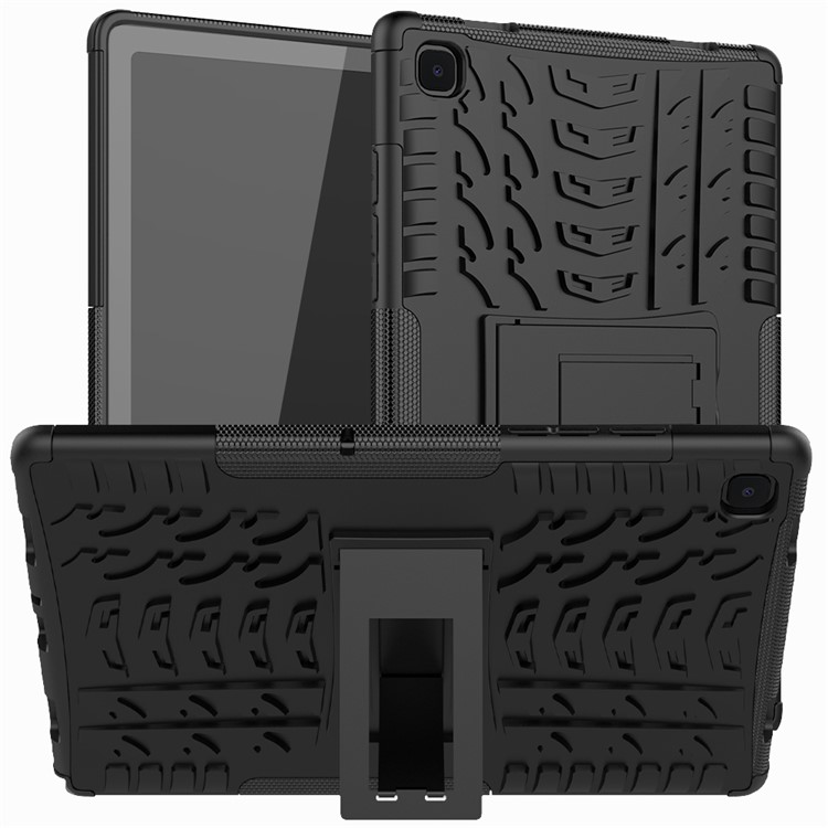 Tablet di Trama Dei Pneumatici Copritura Anti-slip PC + TPU Ibrido Tablet Protection Case Con Cavalletto Per Samsung Galaxy Tab A7 10.4 (2020) - Nero