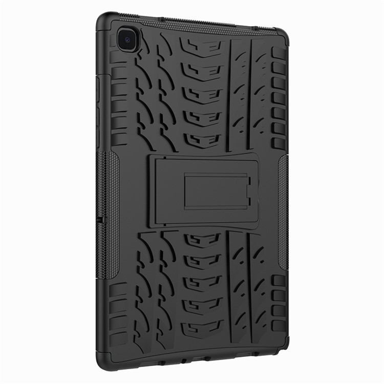 Tableta de Textura de Neumáticos Que Cubre el Estuche de Protección Contra la Tableta Híbrida Anti-slip PC + TPU Con Kickstand Para Samsung Galaxy Tab A7 10.4 (2020) - Negro