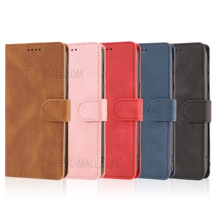 Matte Classic Style PU Leather Wallet Stand Phone Cover Shell for Samsung Galaxy A20e - Black-16