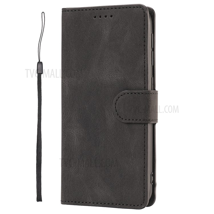 Matte Classic Style PU Leather Wallet Stand Phone Cover Shell for Samsung Galaxy A20e - Black-3
