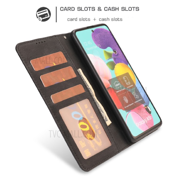 TPU + PU Leather Wallet Stand Phone Cover Shell for Samsung Galaxy A51 SM-A515/M40s - Black-10