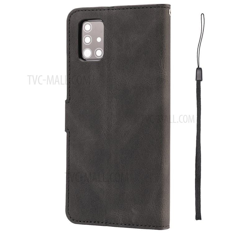 TPU + PU Leather Wallet Stand Phone Cover Shell for Samsung Galaxy A51 SM-A515/M40s - Black-4