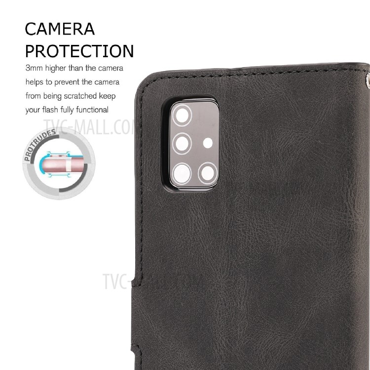 TPU + PU Leather Wallet Stand Phone Cover Shell for Samsung Galaxy A51 SM-A515/M40s - Black-9