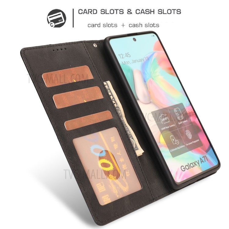 Classic Style PU Leather Wallet Stand Phone Cover Shell for Samsung Galaxy A71 SM-A715/M70S - Black-10