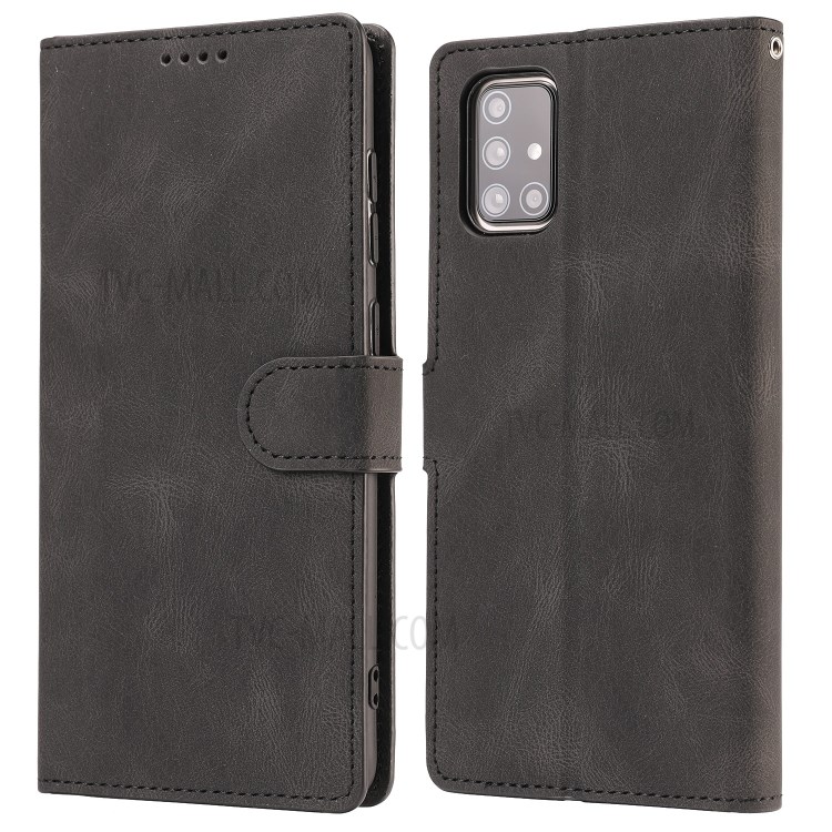 Classic Style PU Leather Wallet Stand Phone Cover Shell for Samsung Galaxy A71 SM-A715/M70S - Black-2