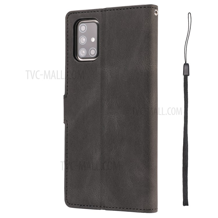 Classic Style PU Leather Wallet Stand Phone Cover Shell for Samsung Galaxy A71 SM-A715/M70S - Black-4