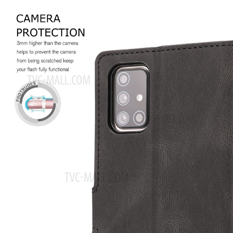 Classic Style PU Leather Wallet Stand Phone Cover Shell for Samsung Galaxy A71 SM-A715/M70S - Black-9