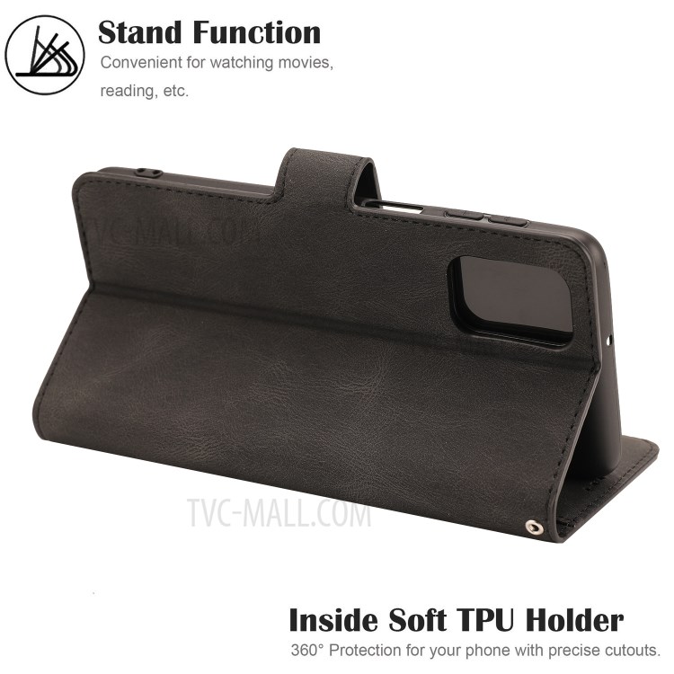 TPU + Classic Style PU Leather Wallet Stand Phone Cover Shell for Samsung Galaxy M31s - Black-12