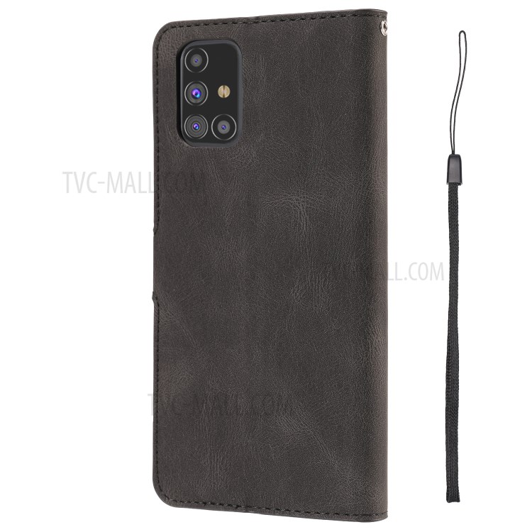 TPU + Classic Style PU Leather Wallet Stand Phone Cover Shell for Samsung Galaxy M31s - Black-4