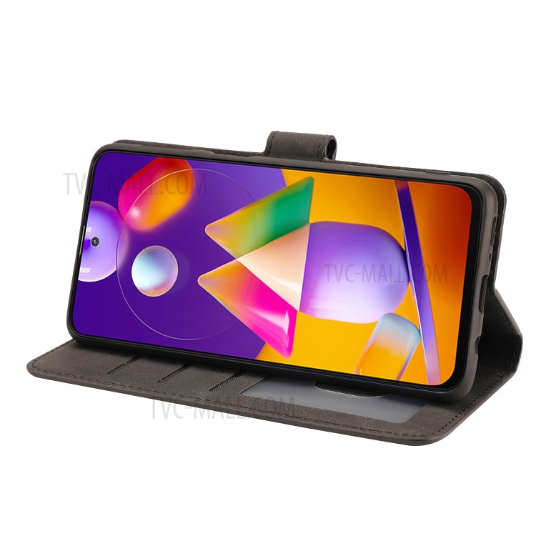 TPU + Classic Style PU Leather Wallet Stand Phone Cover Shell for Samsung Galaxy M31s - Black-5