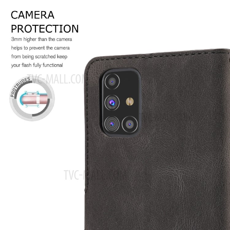 TPU + Classic Style PU Leather Wallet Stand Phone Cover Shell for Samsung Galaxy M31s - Black-9