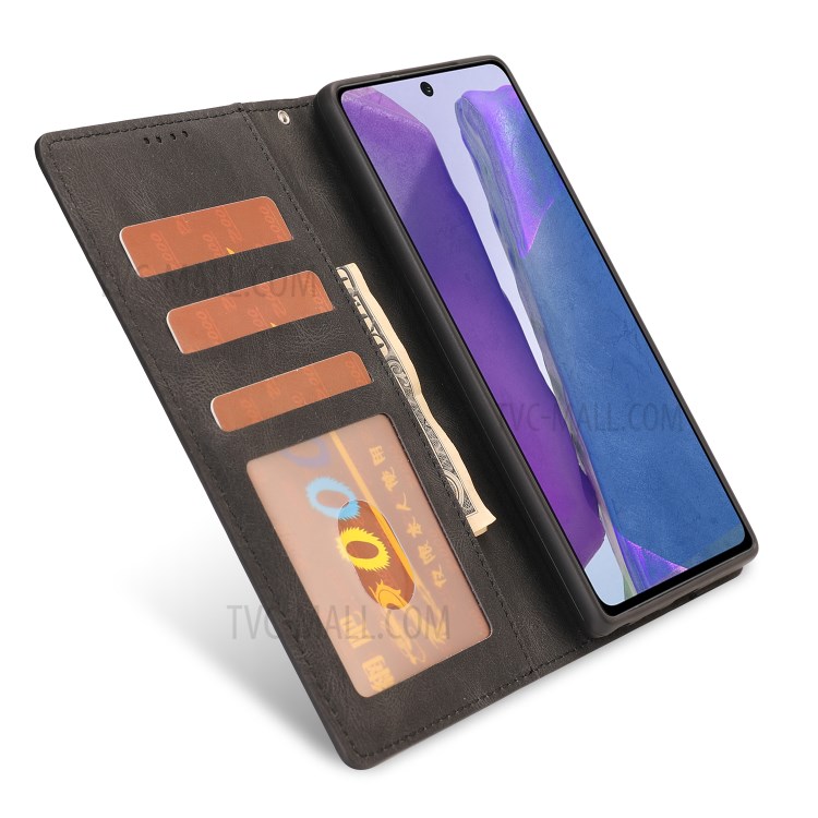 TPU + Classic Style PU Leather Phone Cover Shell with Wallet and Stand for Samsung Galaxy Note 20/Note 20 5G - Black-5