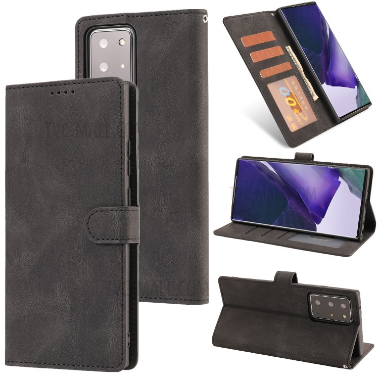 TPU + Matte PU Leather Phone Protective Shell with Wallet and Stand for Samsung Galaxy Note20 Ultra/Note20 Ultra 5G - Black-1