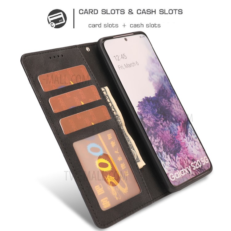 TPU + PU Leather Phone Protective Shell with Wallet and Stand for Samsung Galaxy S20 - Black-10