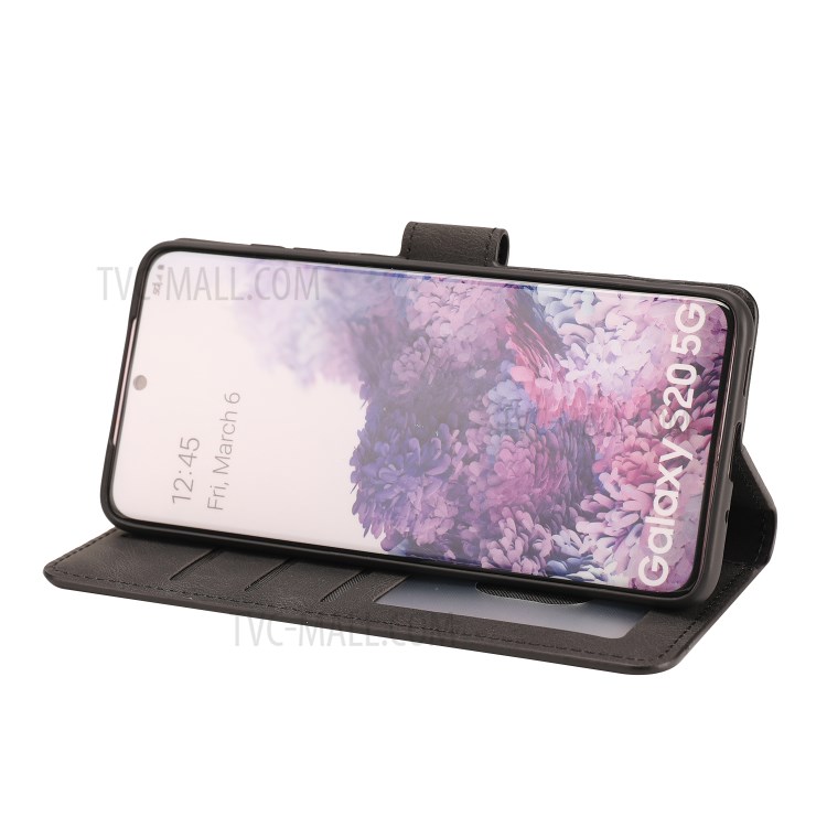 TPU + PU Leather Phone Protective Shell with Wallet and Stand for Samsung Galaxy S20 - Black-6