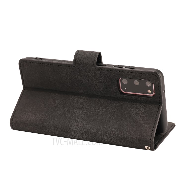 TPU + PU Leather Phone Protective Shell with Wallet and Stand for Samsung Galaxy S20 - Black-7
