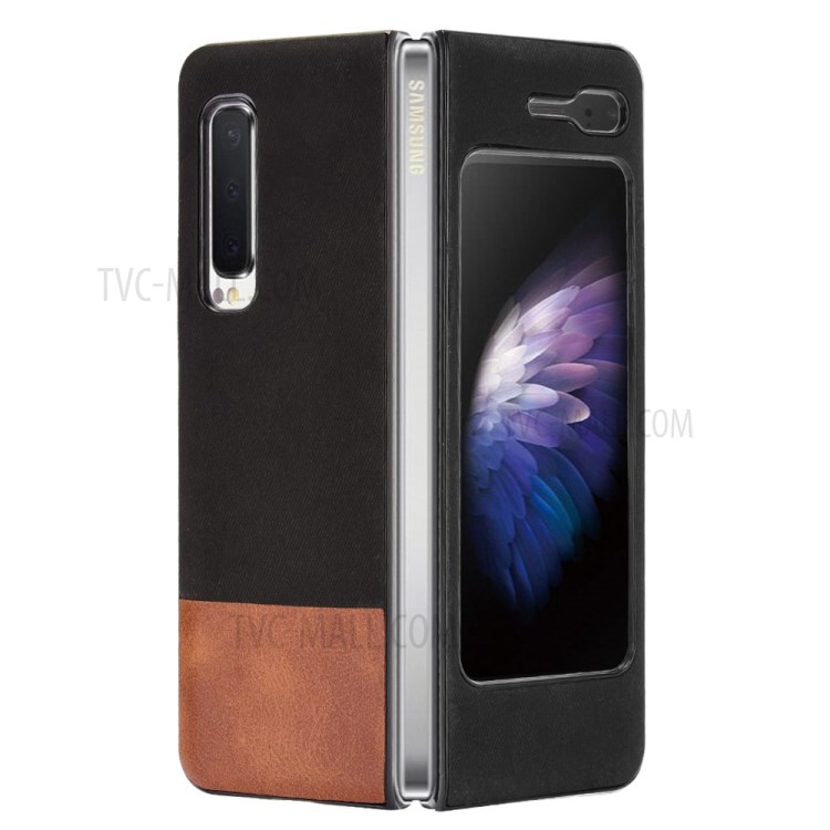 Bi-color Splicing PU Leather Coated PC Hard Phone Case for Samsung W20 5G / Galaxy Fold 5G / Galaxy Fold - Black-2