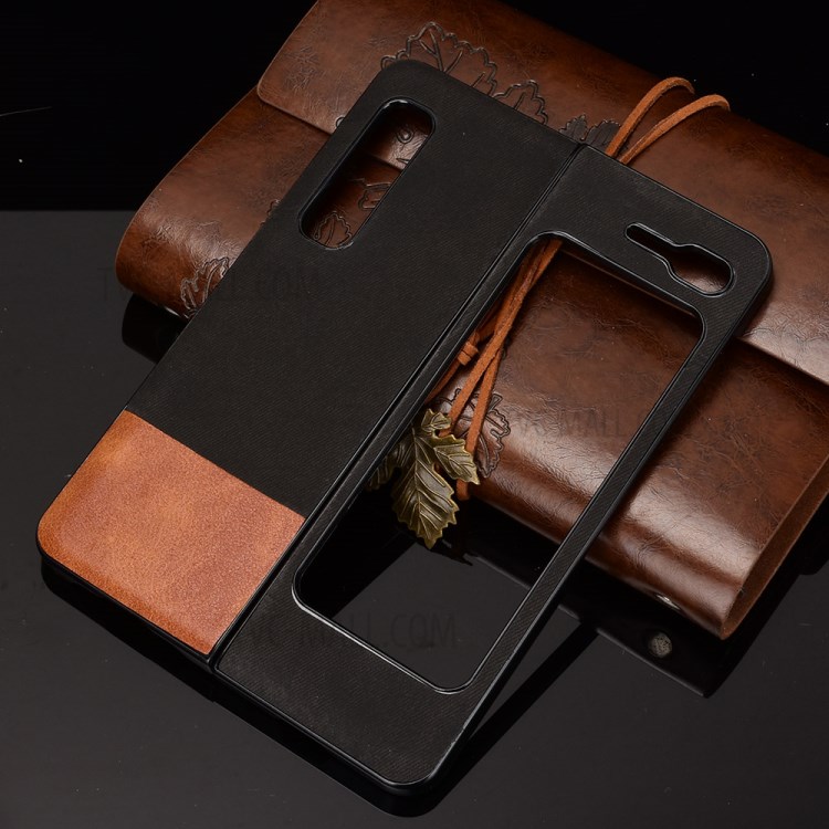 Bi-color Splicing PU Leather Coated PC Hard Phone Case for Samsung W20 5G / Galaxy Fold 5G / Galaxy Fold - Black-5
