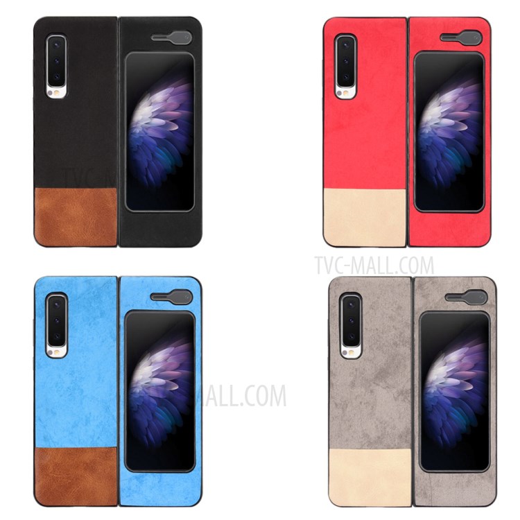 Bi-color Splicing PU Leather Coated PC Hard Phone Case for Samsung W20 5G / Galaxy Fold 5G / Galaxy Fold - Black-6
