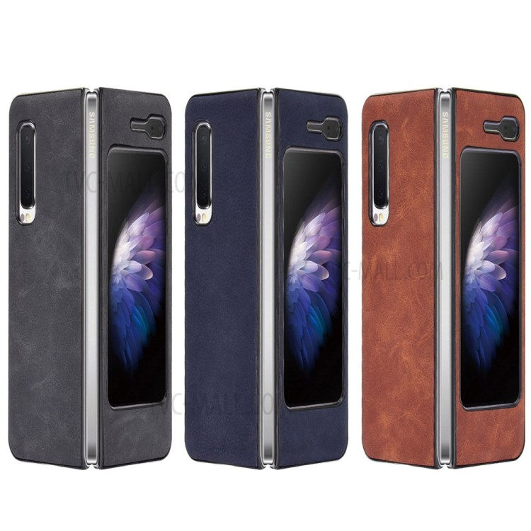 PU Leather Coated PC Phone Cover for Samsung W20 5G / Galaxy Fold 5G / Galaxy Fold - Grey-5
