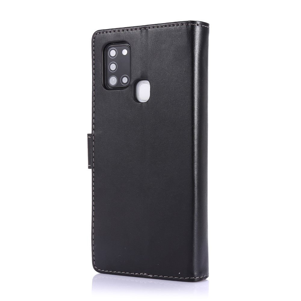 Leather Phone Cover Shell with Nine Card Slots and Zippered Cash Pocket for Samsung Galaxy A21s - Black-4