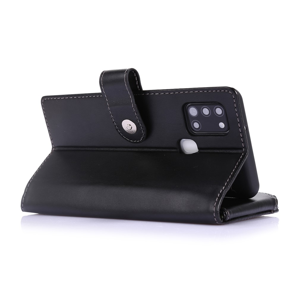 Leather Phone Cover Shell with Nine Card Slots and Zippered Cash Pocket for Samsung Galaxy A21s - Black-6