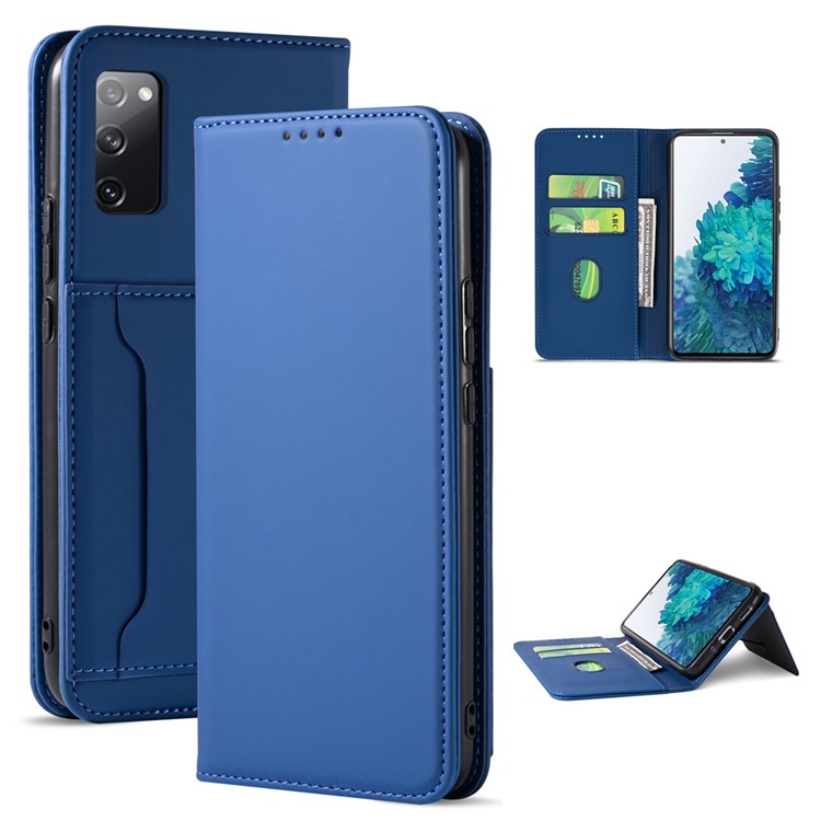 Liquid Silicone Touch Leather Case for Samsung Galaxy S20 FE/S20 Fan Edition/S20 FE 5G/S20 Fan Edition 5G - Blue-1