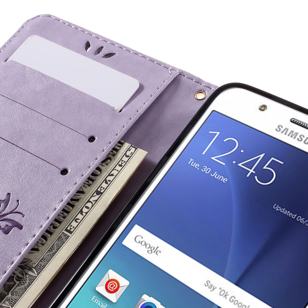 Butterfly Leather Wallet Flip Case for Samsung Galaxy J5 (2016) - Purple-11
