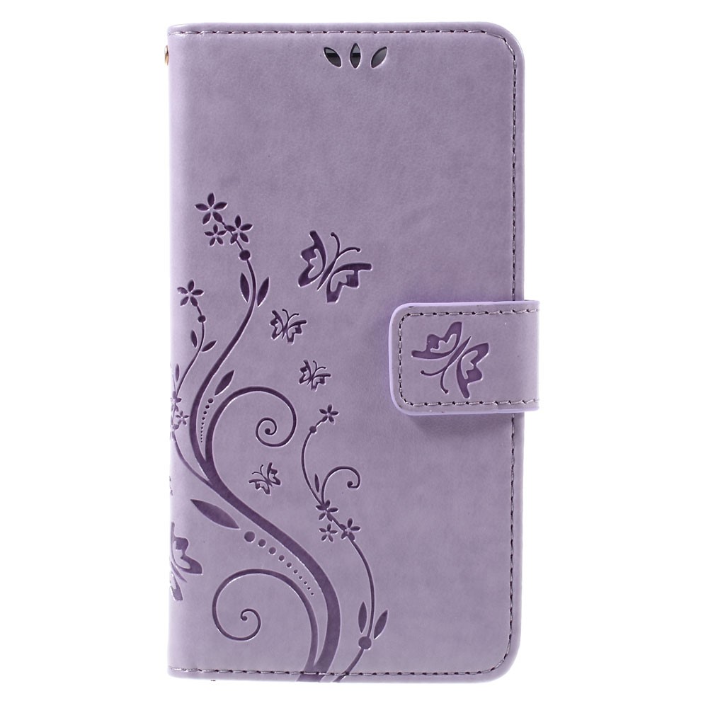 Butterfly Leather Wallet Flip Case for Samsung Galaxy J5 (2016) - Purple-3