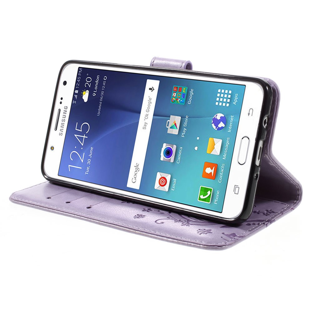 Butterfly Leather Wallet Flip Case for Samsung Galaxy J5 (2016) - Purple-8