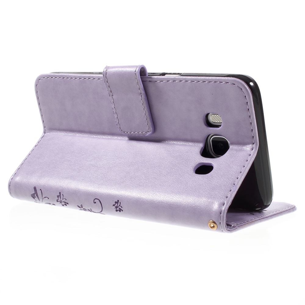 Butterfly Leather Wallet Flip Case for Samsung Galaxy J5 (2016) - Purple-9