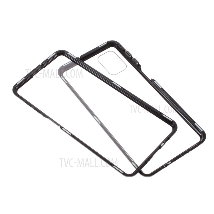 Double-sided Tempered Glass + Magnetic Adsorption Metal Frame Protection Phone Cover for Samsung Galaxy M51 - Black-2