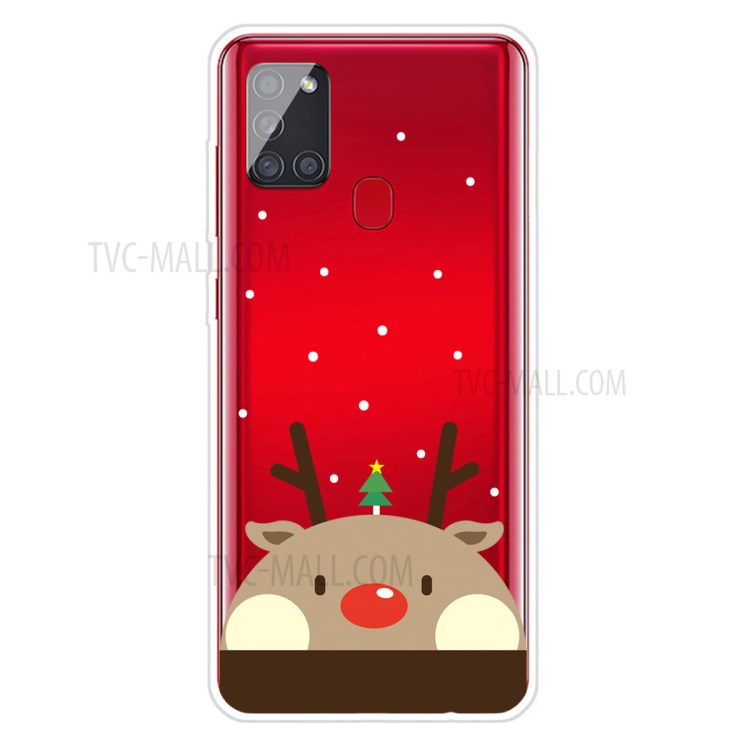 Christmas Style Pattern Printing TPU Phone Case for Samsung Galaxy A21s - Cute Elk-1