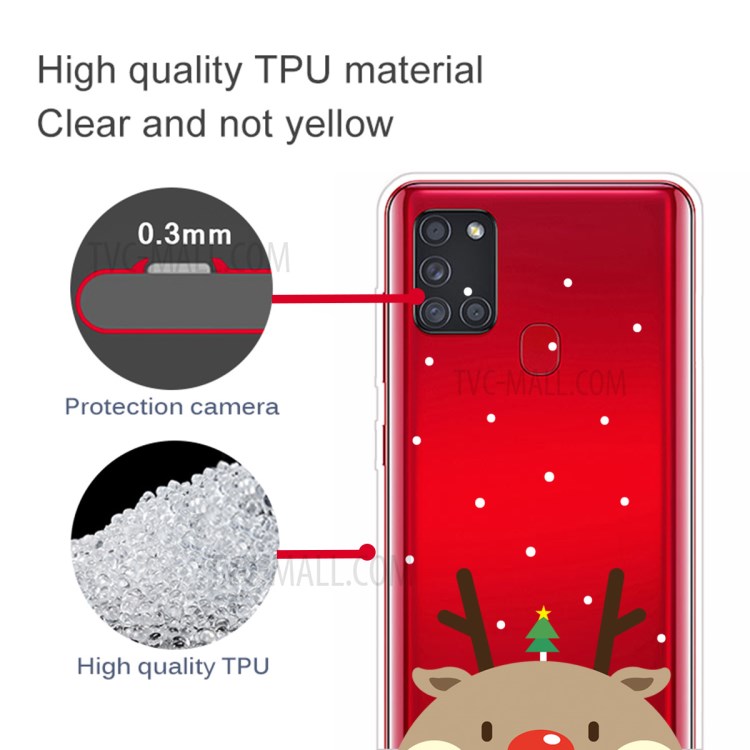 Christmas Style Pattern Printing TPU Phone Case for Samsung Galaxy A21s - Cute Elk-4