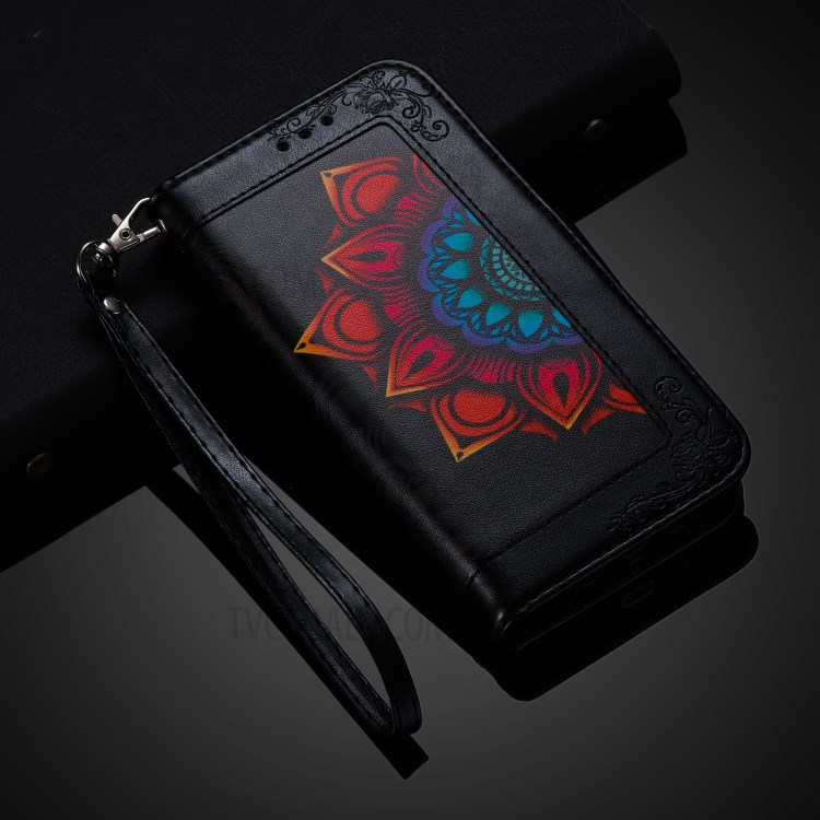 Flower Pattern Printing PU Leather + TPU Wallet Phone Case for Samsung Galaxy Note 20 5G / Galaxy Note 20 - Black-13