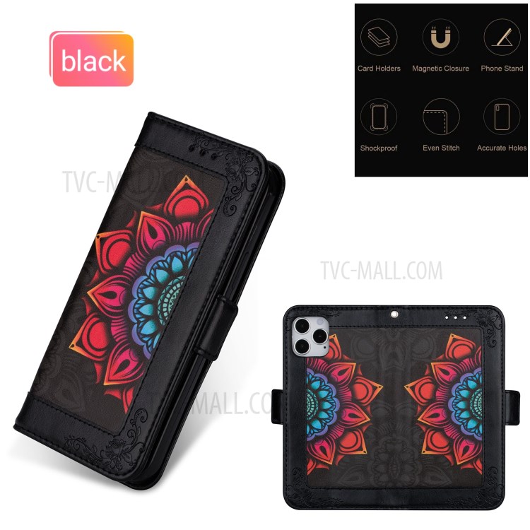 Flower Pattern Printing PU Leather + TPU Wallet Phone Case for Samsung Galaxy Note 20 5G / Galaxy Note 20 - Black-2