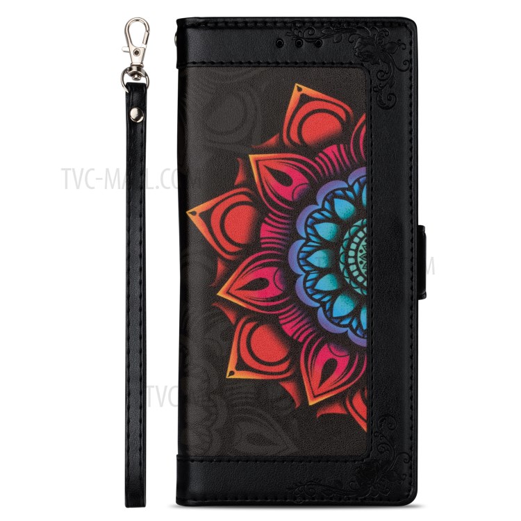 Flower Pattern Printing PU Leather + TPU Wallet Phone Case for Samsung Galaxy Note 20 5G / Galaxy Note 20 - Black-3
