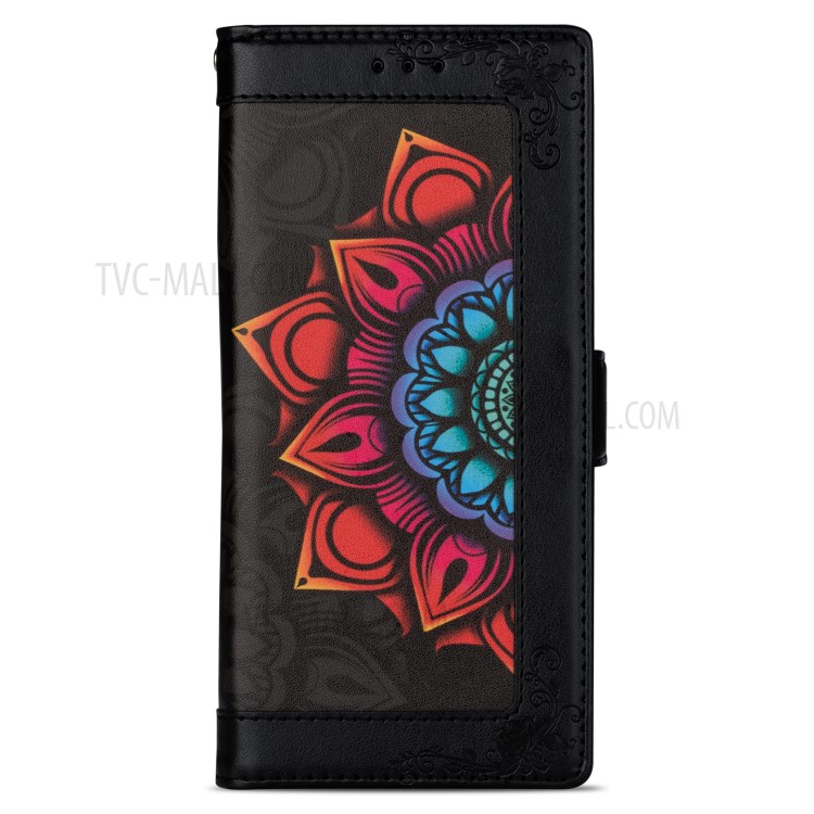 Flower Pattern Printing PU Leather + TPU Wallet Phone Case for Samsung Galaxy Note 20 5G / Galaxy Note 20 - Black-4