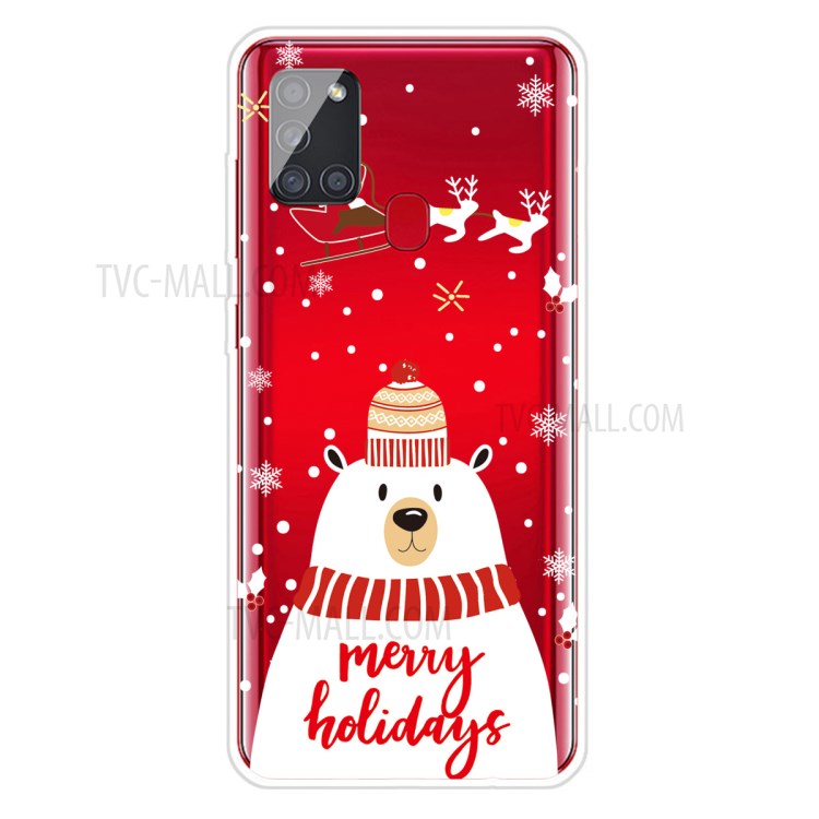 Christmas Style Pattern Printing TPU Phone Case for Samsung Galaxy A21s - Bear-1