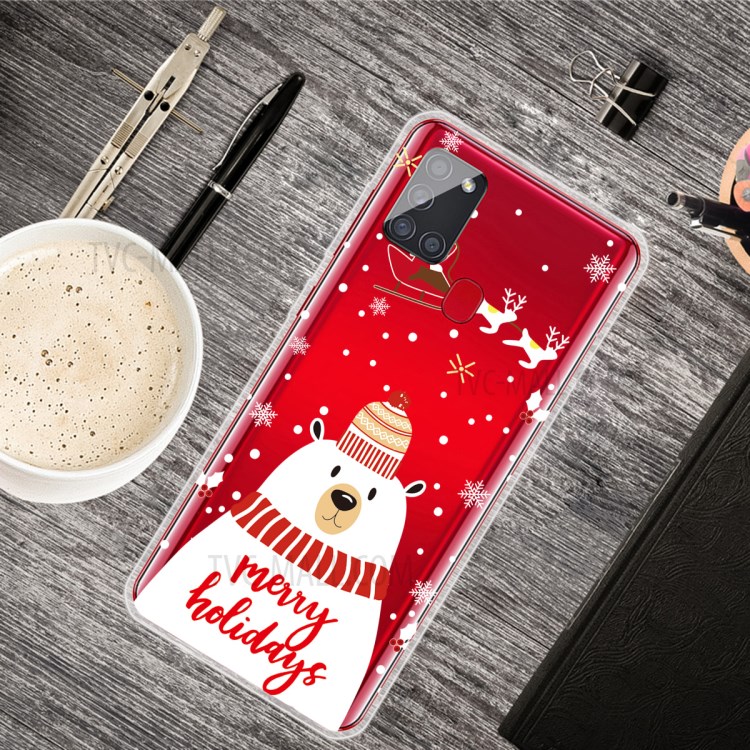 Christmas Style Pattern Printing TPU Phone Case for Samsung Galaxy A21s - Bear-2