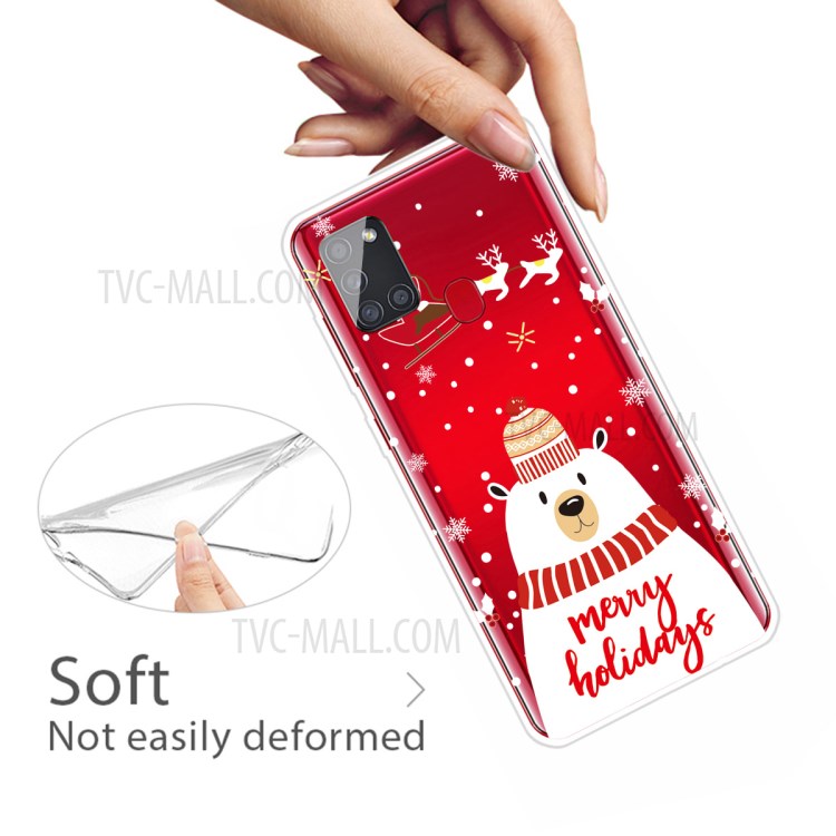Christmas Style Pattern Printing TPU Phone Case for Samsung Galaxy A21s - Bear-3