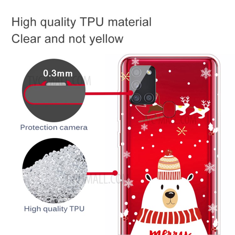 Christmas Style Pattern Printing TPU Phone Case for Samsung Galaxy A21s - Bear-4