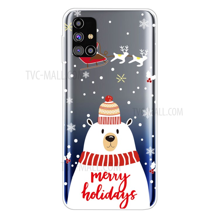 Christmas Style Pattern Printing TPU Phone Back Case for Samsung Galaxy M31s - Bear-1