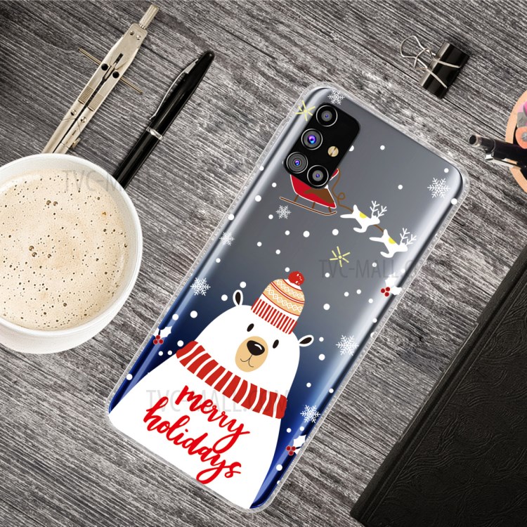 Christmas Style Pattern Printing TPU Phone Back Case for Samsung Galaxy M31s - Bear-2